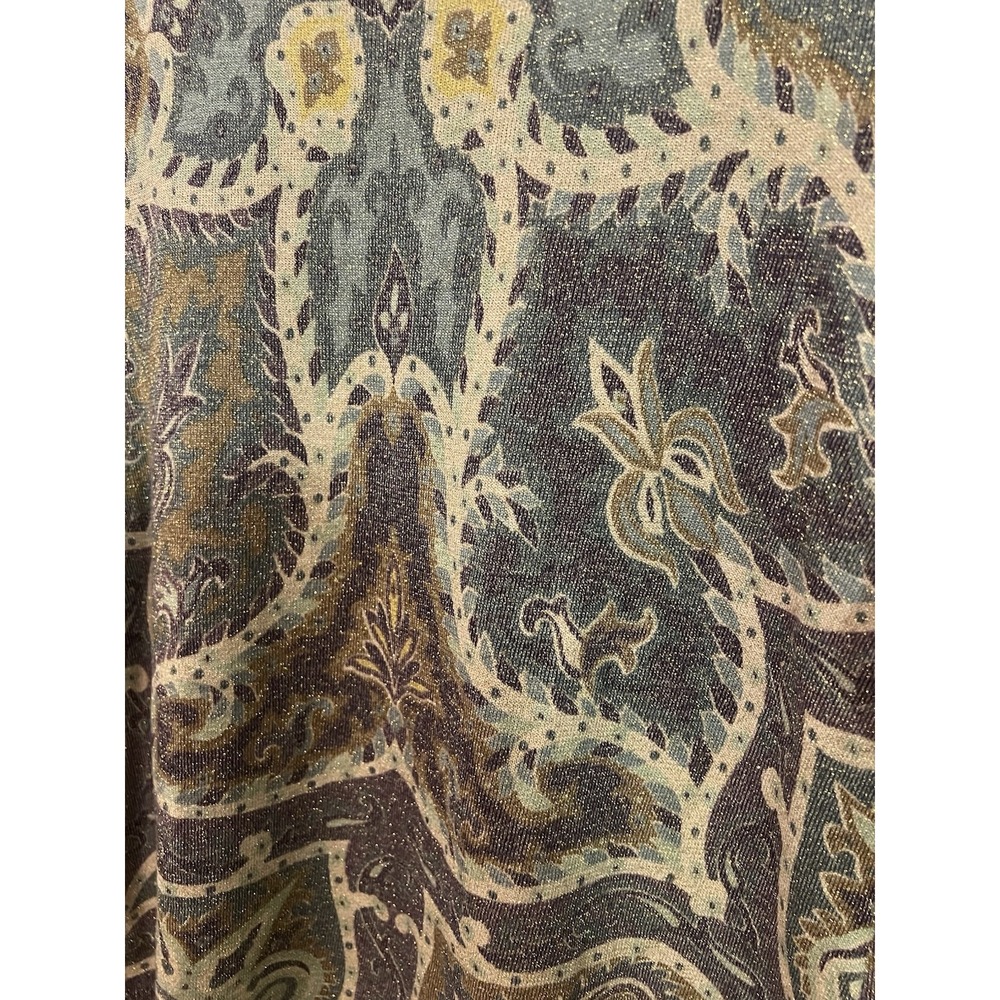 Koret Tapestry Metallic‎ Printed Long Sleeve Silk Blouse Size Petite Medium - Picture 4 of 10